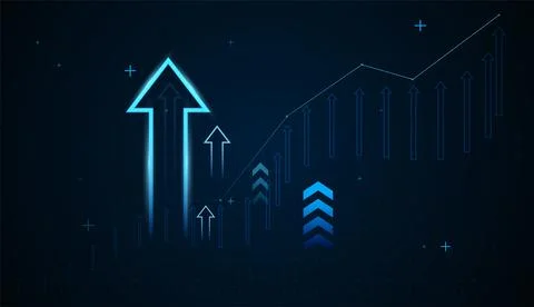 Set of arrows Growing chart against the background. groups of blue arrows u.. Stock Illustration