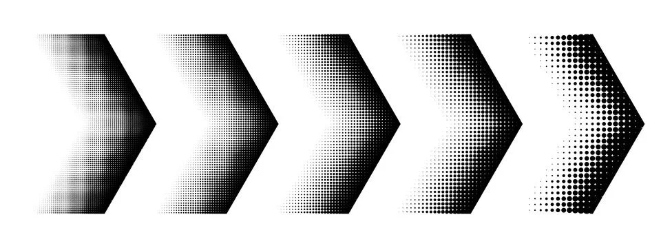 Set of arrows with halftone effect Illustrazione stock