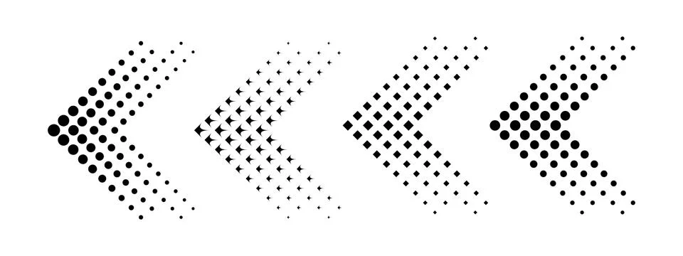 Set of arrows with halftone effect. Vector illustration Illustrazione stock