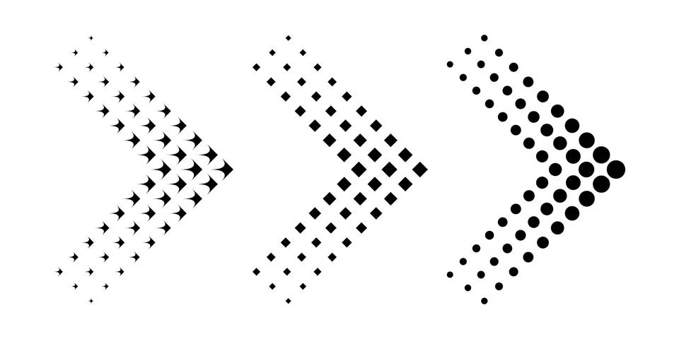 Set of arrows with halftone effect. Vector illustration Stock Illustration