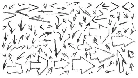 Set of arrows indicating the direction, collection of grunge arrows Stock Illustration
