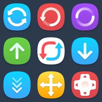 Set of arrows mobile icons in flat design Stock Illustration