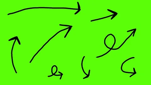 Set of Arrows Scribble Doodle Hand Drawn Animation Green Screen Video stock 102049543