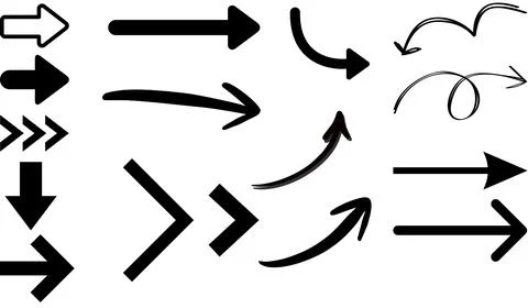 Set of arrows on white background, set of drawing arrows Stock Illustration