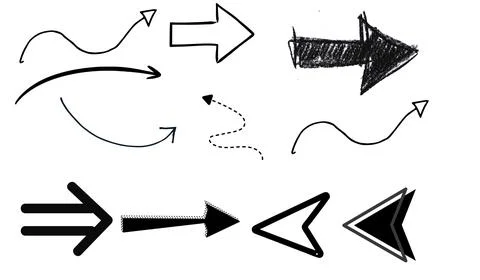 Set of arrows on white background, set of drawing arrows Stock Illustration