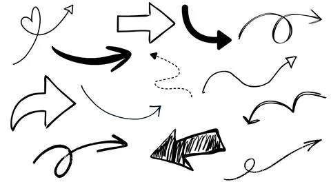 Set of arrows on white background, set of drawing arrows Stock Illustration