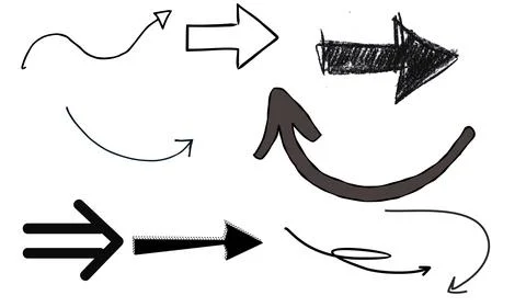 Set of arrows on white background, set of drawing arrows Stock Illustration