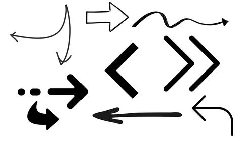 Set of arrows on white background, set of drawing arrows Stock Illustration