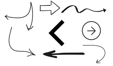Set of arrows on white background, set of drawing arrows Stock Illustration