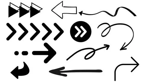 Set of arrows on white background, set of drawing arrows Stock Illustration