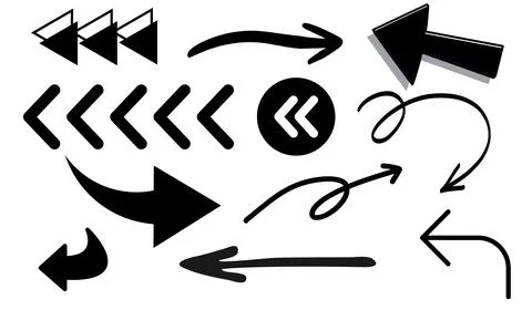 Set of arrows on white background, set of drawing arrows Stock Illustration