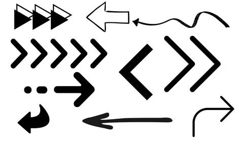 Set of arrows on white background, set of drawing arrows Stock Illustration