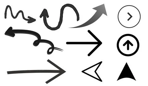 Set of arrows on white background, set of drawing arrows Stock Illustration