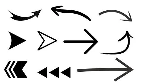 Set of arrows on white background, set of drawing arrows Stock Illustration