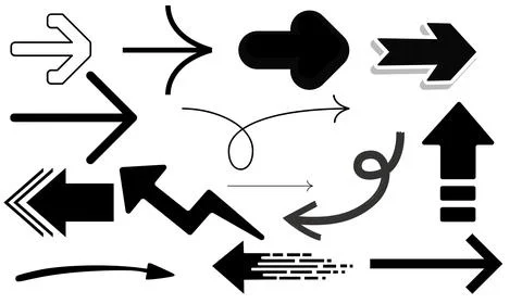 Set of arrows on white background, set of drawing arrows Stock Illustration
