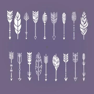Set of Arrows White in Hand-Drawn Design, Vector Illustration Illustrazione stock