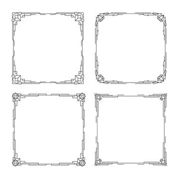 Set of Art deco borders and frames. Line vintage geometric pattern vignette.  Stock Illustration