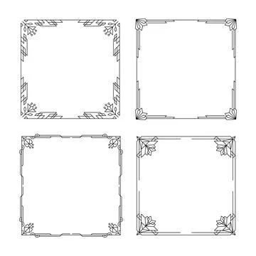 Set of Art deco borders and frames. Line vintage geometric pattern vignette.  Stock Illustration
