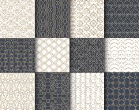 Set of Art Deco Patter Set Collection, Art Deco Tiles Frame. Vector illustr.. イラスト素材