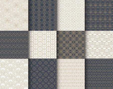 Set of Art Deco Patter Set Collection, Art Deco Tiles Frame. Vector illustr.. Stock Illustration
