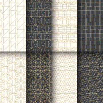 Set of Art Deco Patter Set Collection, Art Deco Tiles Frame. Vector illustr.. Stock Illustration