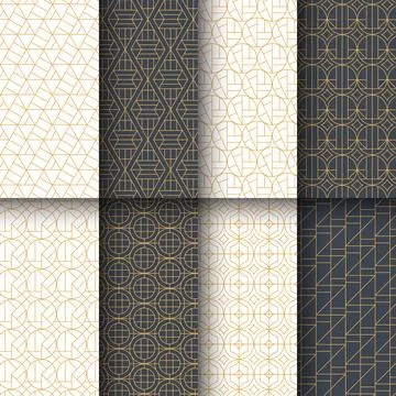 Set of Art Deco Patter Set Collection, Art Deco Tiles Frame. Vector illustr.. Illustrazione stock