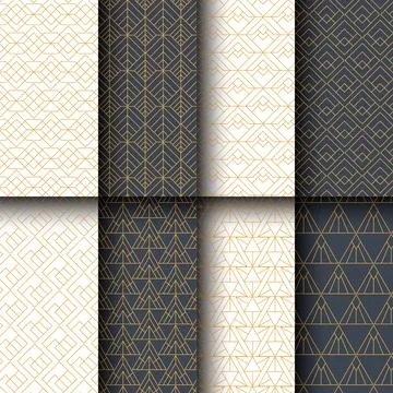 Set of Art Deco Patter Set Collection, Art Deco Tiles Frame. Vector illustr.. Illustrazione stock
