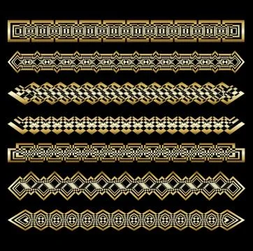 Set of Art deco patterns and ornaments. Creative collection in style of 1920s Stock Illustration