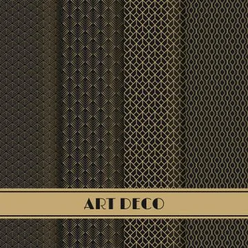 Set of art deco seamless pattern. Abstract seamless geometric patterns 스톡 일러스트