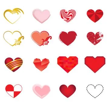 Set of art hearts vector Stock Illustration