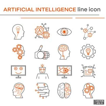 Set of artifical intelligence icons. イラスト素材