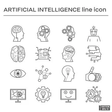 Set of artifical intelligence icons. Иллюстрация