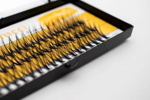 Set of artificial eyelashes for extensions. Stock Photos