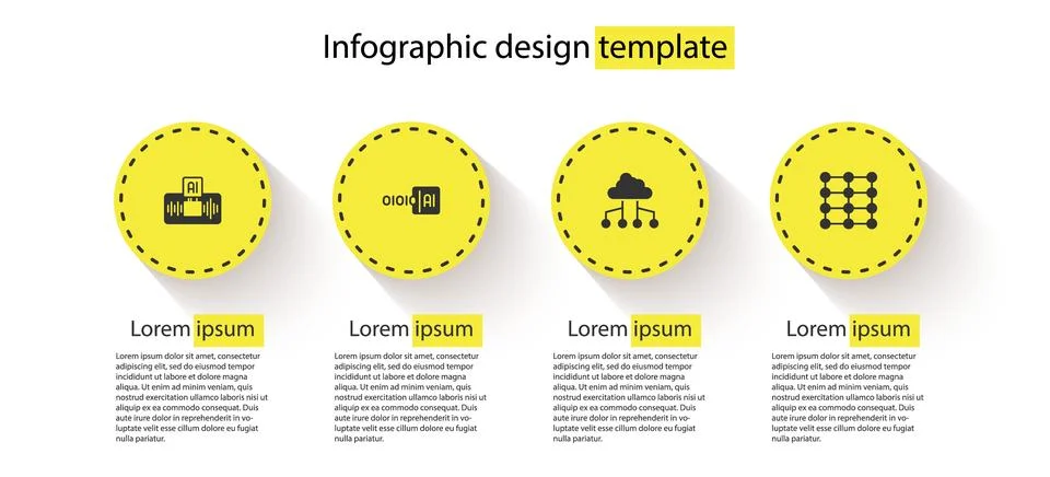 Set Artificial intelligence AI, Binary code, Network cloud connection and Neural Stock Illustration