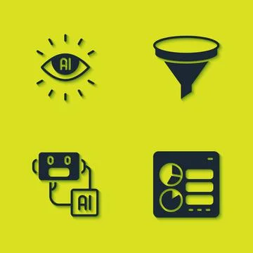 Set Artificial intelligence AI, Computer api interface, robot and Funnel or 스톡 일러스트