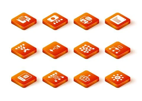 Set Artificial intelligence AI, Neural network, Algorithm, robot, and icon Stock Illustration