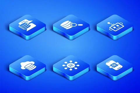 Set Artificial intelligence AI, Server, Data, Neural network, Cloud databas.. Illustrazione stock