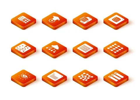 Set Artificial intelligence AI, Web developer programming code, Neural network Illustrazione stock