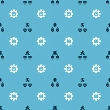 Set Artificial intelligence and Robot on seamless pattern. Vector Stock Illustration