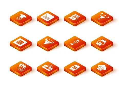 Set Artificial intelligence robot, AI, Server, Data, Funnel or filter, Algorithm イラスト素材