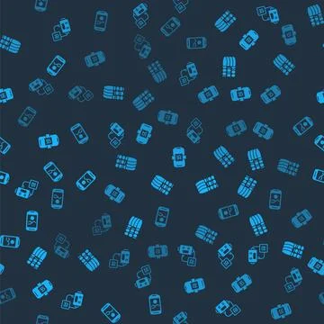 Set Artificial intelligence robot, Binary code, AI and Mobile phone on seamless Stock Illustration