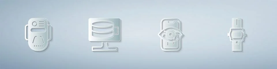 Set Artificial intelligence robot, Cloud database, Computer vision and Wrist Stock Illustration