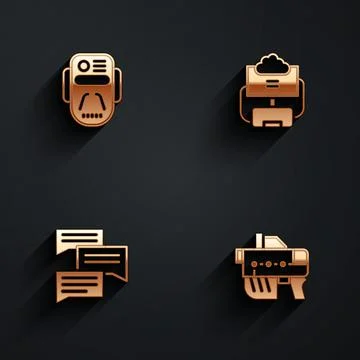 Set Artificial intelligence robot, Cloud database, Speech bubble chat and Fut 스톡 일러스트
