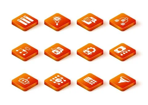 Set Artificial intelligence robot, Neural network, Algorithm, Chat, Binary .. Stock Illustration