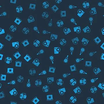 Set Artificial intelligence robot, Processor CPU, Neural network and  on se.. イラスト素材