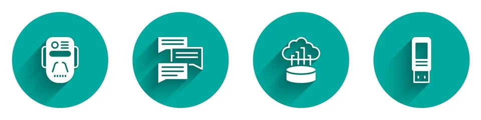 Set Artificial intelligence robot, Speech bubble chat, Network cloud connection 스톡 일러스트