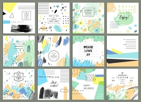 Set of artistic creative universal cards.  Stock Illustration