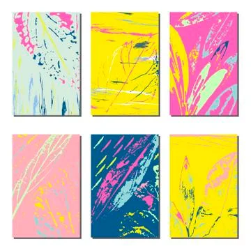 Set of artistic creative universal cards. Hand Drawn textures. Wedding Stock Illustration