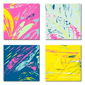 Set of artistic creative universal cards. Hand Drawn textures. Wedding Stock Illustration