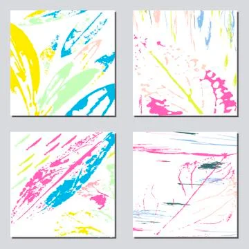 Set of artistic creative universal cards. Hand Drawn textures. Wedding Stock Illustration